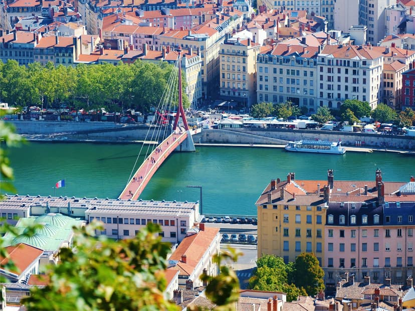 Vue aérienne du centre-ville de Lyon